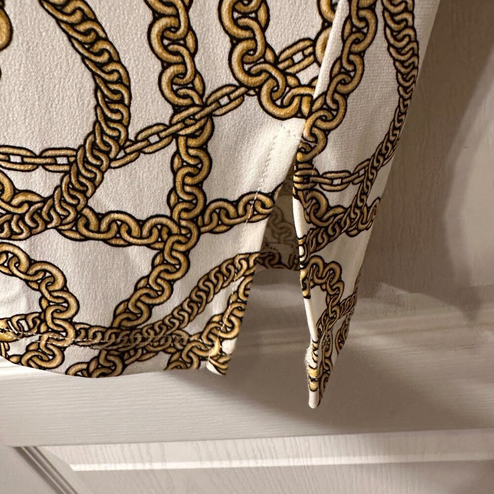 Michael Kors | NWT XL Long Sleeve Gold Chain Print 1/4 Zip Top Luxury Old Money - Picture 6 of 11
